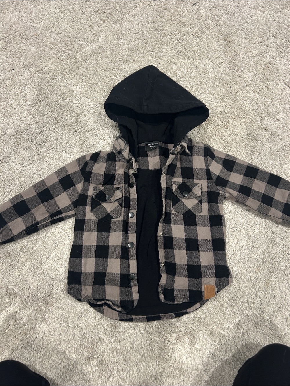 Little Bipsy Hooded Flannel - Mushroom